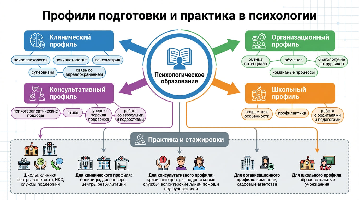 профили подготовки и практика в психологии